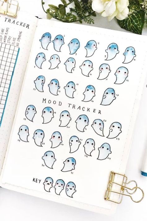 October Mood Tracker, Fall Bullet Journal, Mood Tracker Ideas, Bullet Journal October, October Mood, December Bullet Journal, Tracker Ideas, Bullet Journal Spreads, Bullet Journal Ideas Templates