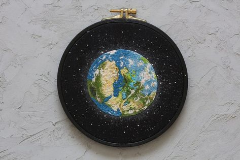 Earth Cross Stitch, Galaxy Cross Stitch, Planet Embroidery, Galaxy Cross, Earth Logo, Earth Planet, Dmc Embroidery, Embroidery Hand, Embroidery Threads