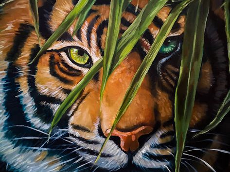 Tiger Painting 01 Tiger On Canvas, Tiger Painting Acrylic Easy, Tiger Artwork Painting, Tiger Eye Painting, Tiger Painting Acrylic, Tiger Acrylic Painting, Lion Painting Acrylic, Tiger Canvas Painting, Tiger Oil Painting