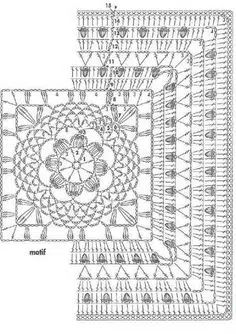 3 Patrones De Tapetes Cuadrados Grandes A Crochet Granny Square Quilt, Poncho Crochet, Crochet Bedspread Pattern, Crochet Charts, Mode Crochet, Crochet Bedspread, Crochet Blocks, Crochet Cushions, Crochet Doily Patterns