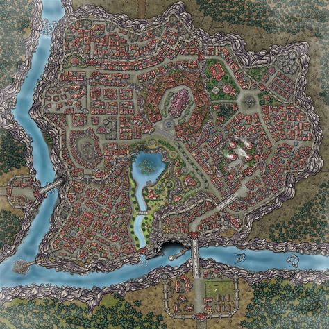 City Map Fantasy Art, Inkarnate City Map, Dnd City Map, Rpg City, Fantasy City Map, City Maps Design, Fantasy Map Making, Dnd World Map, Map Making