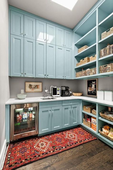 Butlers Pantry Ideas Layout, Pantry With Fridge, Butlers Pantry Ideas, Modern Farmhouse Ideas, Pantry Layout, House Pantry, Perfect Pantry, Pantry Laundry, Bakery Kitchen