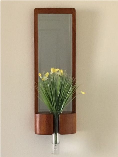 Eye candy: 60s mirror, framed in teak with vase by Randers Mobelfabrik.  #MCM #midcenturymodern #modern #danishdesign #interiordesign #home #houzz #randersmobelfabrik #teak #danishmodern  #vintage #design #interior #interiors #homedecor Mirror Behind Door, 60s Mirror, Mcm Mirror, Vintage Design Interior, 70s Apartment, Mirror Dining Room, Mirror Framed, Mirror Frame, Simple House