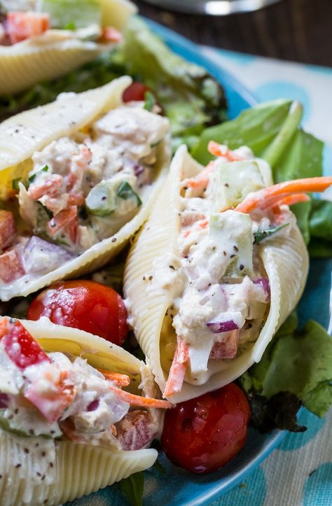 Tuna Salad Stuffed Jumbo Shells* Stuffed Jumbo Shells, Jumbo Shells, Pasta Shells, Stuffed Shells Recipe, Salad Pasta, Healthy Food Facts, Tuna Recipes, Stuffed Pasta Shells, Tuna Salad