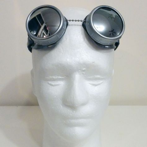 Steampunk Goggles On Head, Goggles Art Reference, Glasses On Head Drawing, How To Draw Goggles On Head, Goggles On Head Reference, Muzzle Mask Drawing, Sunglasses On Head Reference, Glasses On Head Reference, Science Goggles Drawing