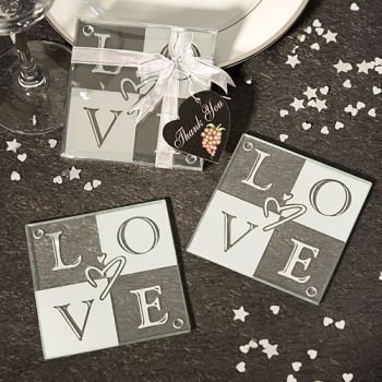 Love Glass Coasters (Set Of 2): Fashioncraft Wedding Anniversary Party Favors, Wedding Coasters Favors, Bottle Opener Favors, Anniversary Party Favors, Creative Wedding Favors, Inexpensive Wedding Favors, Bridal Shower Party Favors, Elegant Wedding Favors, Best Wedding Favors