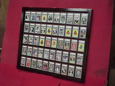 Baseball Memorabilia Display, Baseball Card Display, Sports Cards Display, Baseball Card Displays, Trading Card Display, Memorabilia Display, Card Displays, Ultimate Man Cave, Man Cave Home Bar