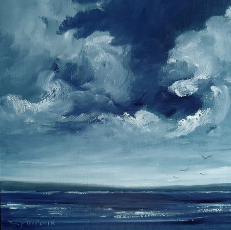 Blue And White Aesthetic Painting, Ocean Paintings Aesthetic, Blue Background Ocean, Painting Ideas Blue Aesthetic, Oil Painting Widget, Stormy Ocean Watercolor, Stormy Blue Aesthetic, Blue Widgets Ocean, Widgets Painting