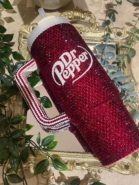 30 OZ Dr.pepper Bling Rhinestone Stanley Tumbler - Etsy Dr Pepper Stanley, Sons Girlfriend, Stanley Tumbler, Pink Bling, Dr Pepper, Water Glasses, Over The Rainbow, Pink Logo, Pink Ombre