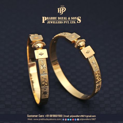 Remarkable Gold Bangles to make her Heart Smile.. https://chat.whatsapp.com/HNBb3Iyb3lwGzxFX2P6p9j Visit us & have a look at our Stunning New Collection.. #prabhudayalandsonsjewellers #madangir #newdelhi #gold #jewellery #bangles #kadas #royal #bridaljewellery #brideslove #indianbride #weddingjewellery #classic #look #glamour #exquisite #luxury #stylish #jewellerylove #majikcolors Kada Type Gold Bangles, Kangan Design Gold Bangles, Kada Designs Gold, Latest Gold Bangles For Women, Gold Jewellery Bangles, Gold Kangan Design, Kangan Design, Gold Kangan, Mens Bracelet Gold Jewelry