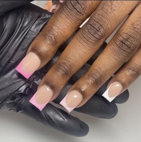 Short Acrylic Nails On Black Women, Short Tapered Square Nails Pink, Short Cute Nails Black Women Pink, Short Cute French Tip Nails Black Women, Short Acrylic Nails On Black Women Pink, Short Nail Inspo, Women Nail Art, Long Coffin Nails, Dark Pink Nails