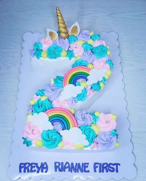 Unicorn number cake unicornhairclub Number 4 Unicorn Cake, Number 2 Cake Design, Unicorn Number Cake, Black And Gold Birthday Cake, Yema Cake, Unicorn Alphabet, One Piece Birthdays, Unicorn Topper, 8th Birthday Cake