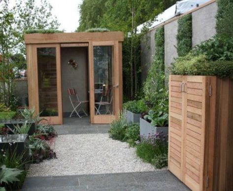 Small Garden Office, Garden Office Shed, Small Garden Shed, Small City Garden, Small Courtyard Gardens, Landform, Small Courtyards, Backyard Sheds, Garden Types