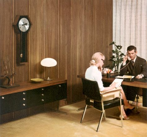 1960s Office Interior, 60s Office Interior, 1970s Office, Midcentury Office, Vintage Office Furniture, Oak Office, Nude Project, Mid Century Office, Mid Century Modern Office