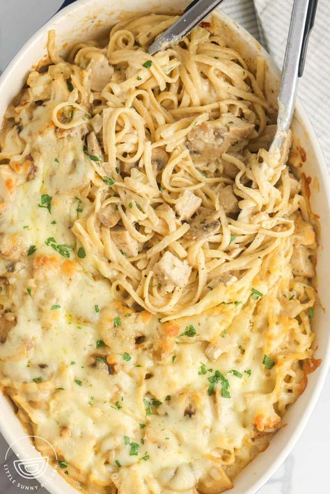 Chicken Tetrazzini is the ultimate comfort food chicken casserole with tender chicken, mushrooms, and pasta, in an easy cheesy cream sauce. Easy Chicken Tetrazzini Recipe, Chicken Tetrazzini Casserole, Easy Chicken Tetrazzini, Chicken Tetrazzini Recipes, Chicken Mushrooms, Comfort Food Chicken, Chicken Tetrazzini, Creamy Pasta Dishes, Chicken Spaghetti