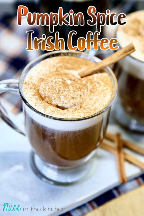 Pumpkin Spice Irish Coffee is a cozy cocktail to serve for fall and winter months. One of our favorites for a weekend brunch or to enjoy by the fire after a long day. Homemade Pumpkin Spice Mix, Easy Party Drinks, Maple Whipped Cream, Irish Coffee Recipe, Irish Cream Coffee, Homemade Pumpkin Spice, Pumpkin Spice Syrup, Popular Drinks, Pumpkin Coffee