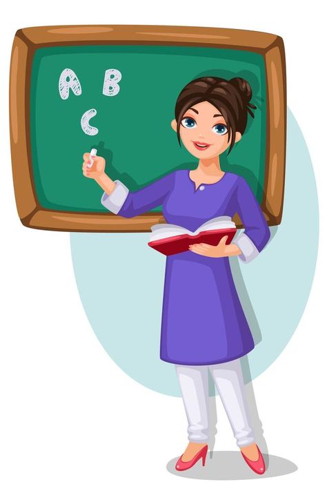 Community Helpers Pictures, Teacher Drawing, Animated Teacher, Teachers Day Drawing, Teachers Illustration, Teaching Clipart, Teacher Picture, Teacher Images, Holding A Book