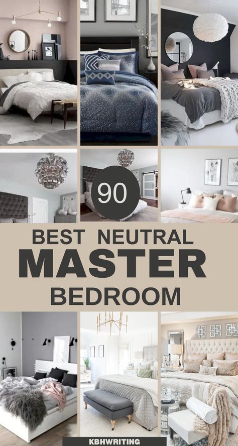 Discover 90 neutral modern master bedroom designs that blend simplicity with sophistication. These spaces feature calming hues, sleek furniture, and minimalist decor that create a serene retreat. Perfect for those who appreciate understated elegance in their private sanctuary. #ModernMasterBedroom #NeutralBedroom #Bedroom2024 Non White Bedroom Ideas, Grey Tan White Bedroom, Main Bedroom Ideas Cozy, Masterbedroom Neutral Luxury, Relaxing Master Bedrooms Decor, Gray Master Bedrooms Decor, Grey And Neutral Bedroom, Grey White Bedroom Ideas, Gray And Beige Bedroom Ideas