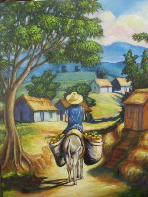 Dominican art - by Anthony Vasquez Dominican Republic Culture, Mexican Art Painting, Puerto Rico Art, Haitian Art, Latin American Art, Pastel Landscape, Painting Videos, Mexican Art, Country Art