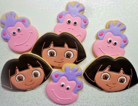 Dora Cookies, Dora Explorer, Kids Cookies, Dora Birthday, Character Cakes, Cookies For Kids, Dora The Explorer, Kid Character, Sugar Art