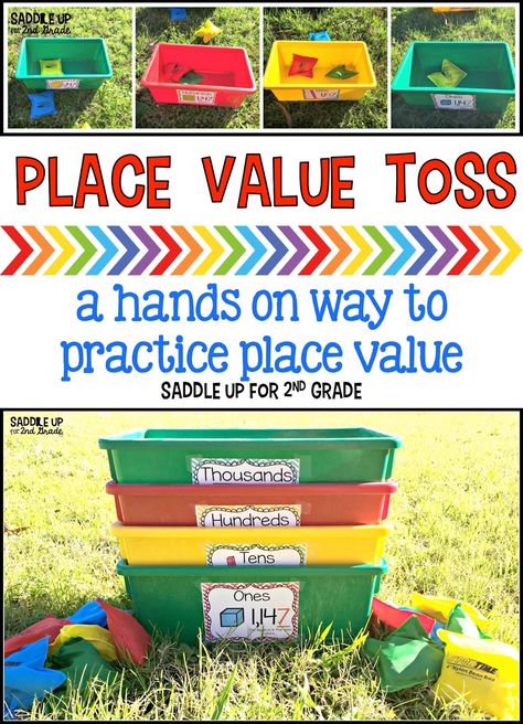 Place Value Toss is one of my favorite games to play when teaching and reviewing place value. It's hand on, engaging, and the kids love it. You can read all about how to play it on my blog. Teaching Place Values, Math Night, Place Value Activities, Math Charts, Math Place Value, Math Games For Kids, Innovation Lab, Math Intervention, Teaching Skills