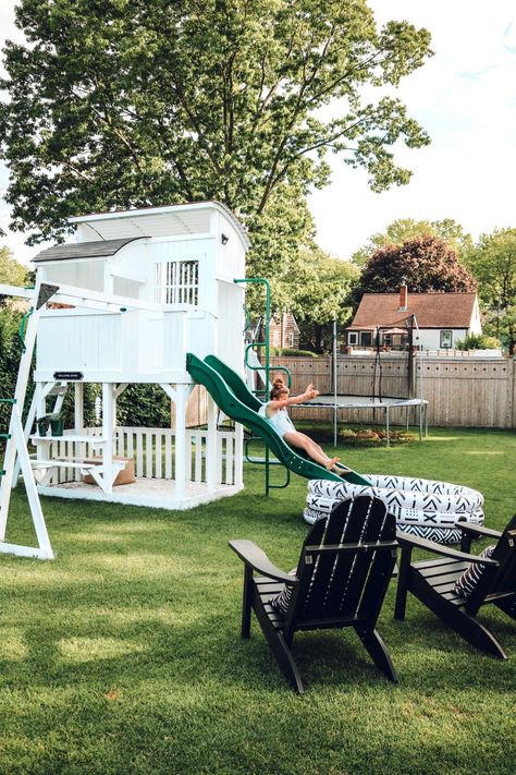 Playset Makeover, Backyard Updates, Garden Fence Paint, Cubby Ideas, Backyard Kids, Backyard Playset, Nesting With Grace, Backyard Playhouse, Kids Outdoor Play