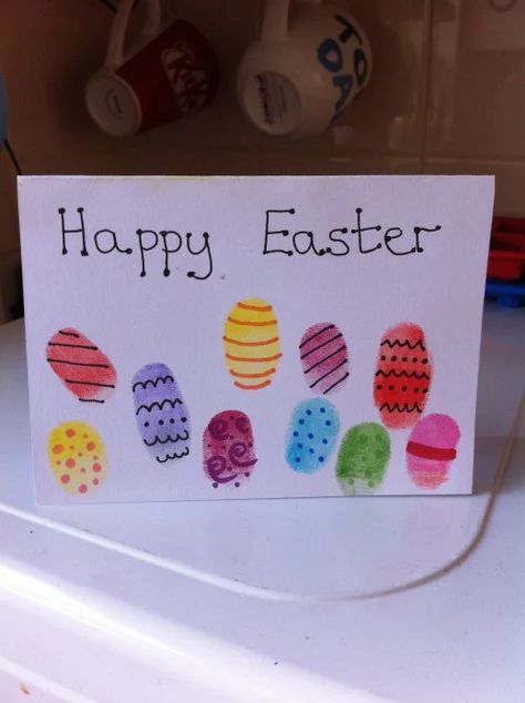 Easter Crafts for Kids to Make | HubPages Easter Card Craft, Card Craft Ideas, Craft Ideas For Toddlers, Diy Easter Cards, Fingerprint Cards, Spring Activity, Easter Crafts For Toddlers, Egg Card, Easter Cards Handmade