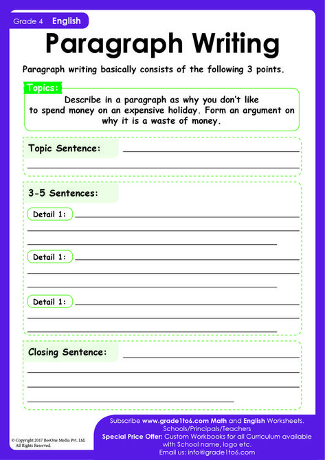 Students write a paragraph on each topic and underline their topic sentence, Subscribe to www.grade1to6.com for just $25 a year to get 6000 plus Maths and English worksheets for Grade 1 to Grade 6 #mathworksheets #schoolprincipals #englishworksheets Writing For Grade Three, 5 Sentence Paragraph, Paragraph Writing Worksheets Grade 2, Paragraph Writing 3rd Grade, Topic Sentence Worksheet, Grade 5 Paragraph Writing, Paragraph Writing Topics, Good Topic Sentences Paragraph Writing, Paragraph Writing Worksheets