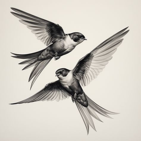 Flying Swallow Tattoo, Realism Bird Tattoo, Swallow Drawing, Golondrinas Tattoo, Swallows Tattoo, Swallow Flying, Swallow Bird Tattoo, Swallow Tattoo Design, Swallow Bird Tattoos