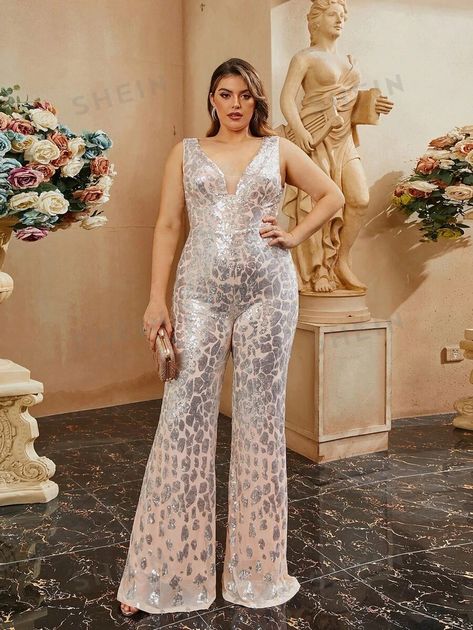 seomiscky Plus Plunging Neck Sequin Party Jumpsuit for Sale Australia| New Collection Online| SHEIN Australia Wine Red Dress, Sequin Material, Gold Trend, Gold Prom Dresses, Style Jumpsuit, Sequin Prom Dress, Sequin Jumpsuit, Sequin Evening Dresses, Fishtail Dress