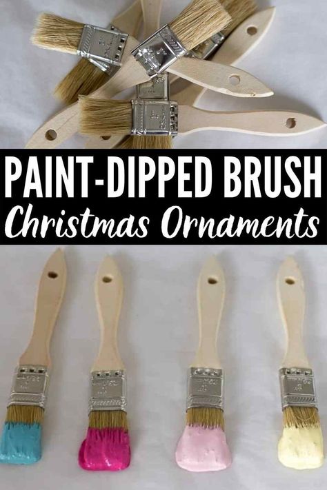 Quick and Easy DIY Paint Dipped Paintbrush Christmas Ornaments! Colorful, quirky, cute and budget-friendly, too! #christmasornaments #DIYchristmasornaments #paintbrushcrafts #easychristmasornamentideas #easyDIYchristmasornaments Diy Paintbrush, Holiday To Do List, Diy Holiday Decorating, Easy Diy Christmas Ornaments, Thanksgiving Decorating Ideas, Paint Dipping, Easy Diy Paint, Thanksgiving Decorating, Decor Crafts Diy