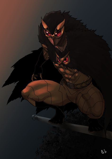 THE EBONY OWL by Cody Conyers Owl Superhero Design, Owl Armor Concept Art, Owl Man Dc, Court Of Owls Art, Bird Superhero, Owl Superhero, Super Hero Concept Art, Superhero Concept Art, Owl Man