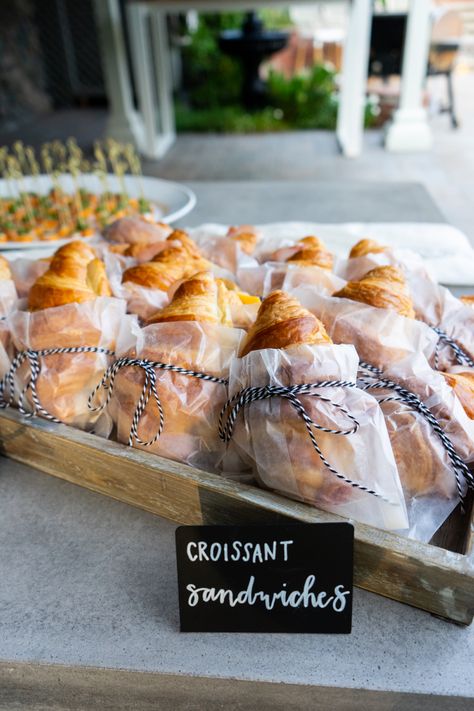 Meet and cheese croissant sandwiches for a baby shower #food Baby Shower Lunch, Baby Shower Appetizers, Baby Cook, Shower Appetizers, French Baby Shower, Boys Food, Shower Black, Neutral Shower, Baby Shower Menu