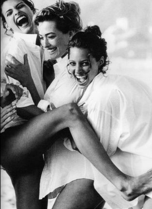 Linda, Tatjana & Christy by Peter Lindbergh Tatiana Patitz, Peter Lindberg, 90's Supermodels, Rachel Williams, Tatjana Patitz, Four Women, Stephanie Seymour, Original Supermodels, 90s Supermodels