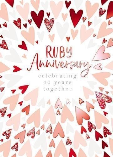 Happy 40th Anniversary, Ruby Anniversary, Heart Cushion, 65th Anniversary, Ruby Heart, Happy 40th, Anniversary Card, 40th Anniversary, Great British