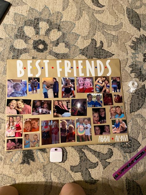 Gift For Bestfriend's Wedding, Home Made Best Friend Gifts, Best Friend Poster Board, Scrapbook Ideas For Bestie Birthday, Best Friend Present Ideas Birthdays, Bsf Birthday Present, Poster For Best Friend, Birthday Poster Ideas With Pictures, Birthday Poster Ideas For Friends