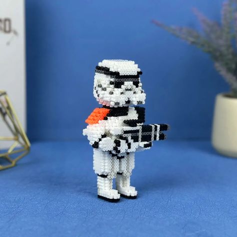 Fuse Beads Ideas, Perler Templates, White Armor, Hama Beads 3d, Star Wars Series, 3d Perler Bead, Beads Ideas, New Creation, Bead Ideas