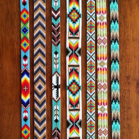 Beaded Belts, Bead Loom Kits, Bead Loom Bracelet, Beaded Hat Bands, Native American Beadwork Patterns, Native Beading Patterns, Bead Loom Designs, Hat Bands, Loom Jewelry