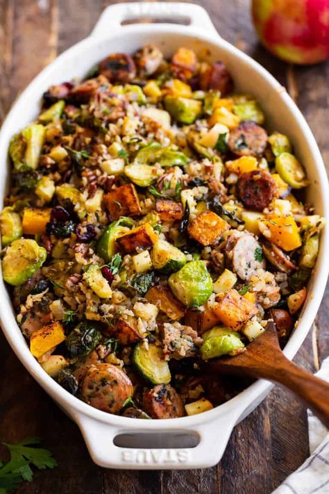 The Paleo Running Momma - Run Fast, Eat Clean, Live Messy! Harvest Casserole, Paleo Running Momma, Casserole Chicken, Paleo Recipe, Seasonal Food, Chicken Sausage, Roasted Veggies, Whole 30 Recipes, Fall Harvest