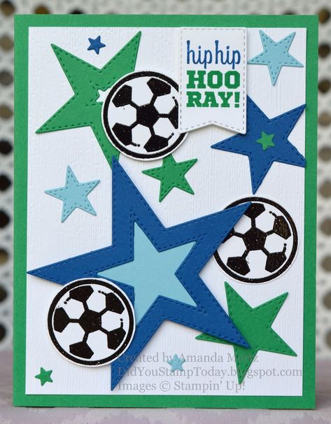 Stampin Up Soccer Cards, Boys Birthday Card, Stampin Up Birthday Cards, Soccer Cards, Soccer Birthday, Masculine Birthday Cards, Birthday Cards For Boys, Boy Cards, Birthday Cards For Men