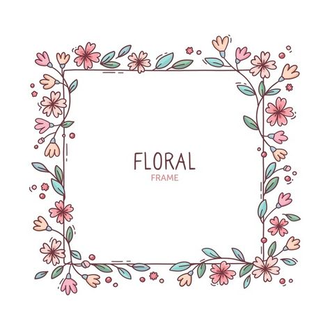 Cute spring floral frame | Free Vector #Freepik #freevector #flower #frame #floral #nature Flower Page Border Design, Border Floral Design, Borders Design Pattern, Borders And Frames Flowers, Floral Frame Drawing, Photo Frame Border Design, Floral Design Drawing Border, Floral Drawing Ideas, Floral Border Design Drawing