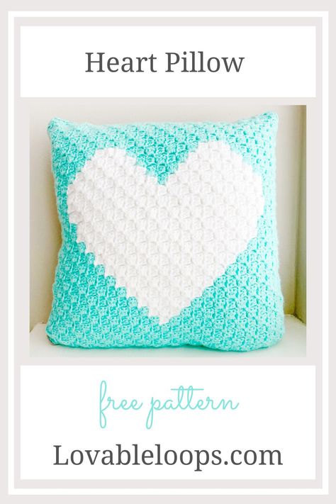 Heart Pillow Crochet Pattern, C2c Heart, Heart Pillow Pattern, Crochet Heart Pillow, Crochet Modern, Pillow Crochet Pattern, Crochet Valentine Patterns, C2c Crochet Pattern Free, Pillow Crochet