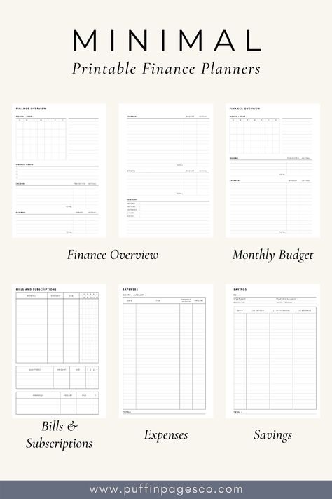 Browse our collection of minimal and functional financial planning inserts for your 2021 Finance and Budget Planner! #financialplanning #financeplanner Business Planner Printables, Printable Financial Planner, Financial Planner Printables, Financial Planning Printables, Budget Planner Template, Budget Planner Printable, Small Business Planner, Monthly Planner Printable, Printable Planner Pages