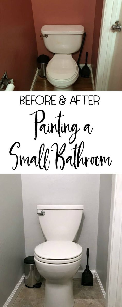 Painting A Small Bathroom, Paint Color For Small Bathroom, Best Paint For Bathroom, How To Paint Behind A Toilet, Painting Bathroom Walls, Small Bathroom Paint Colors, Small Half Bath, Bathroom Wall Colors, Small Bathroom Paint