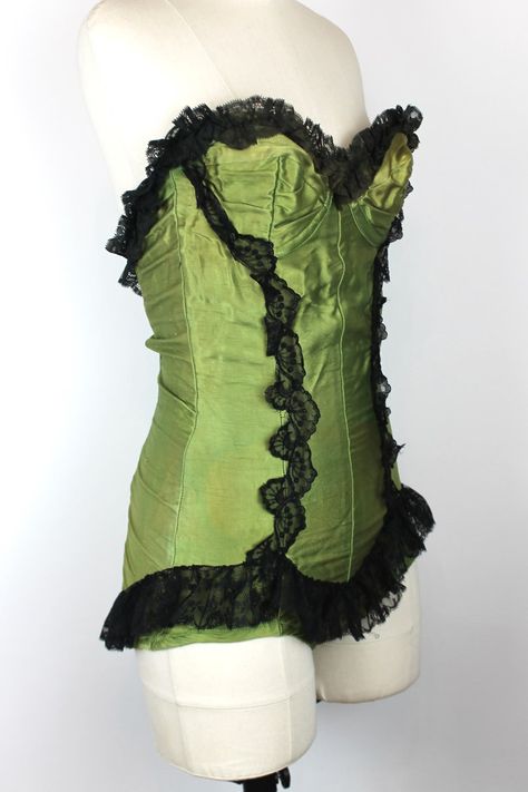 RARE 1960s Vintage Parisian Showgirl Costume by charmis, Green Retro Ballet Costume, French Burlesque Corset, Guepiere - Etsy Italy French Burlesque, Retro Burlesque, Showgirl Costume, Burlesque Corset, Circus Sideshow, Vintage Parisian, Ballet Costume, Burlesque Costume, Outfit Korean