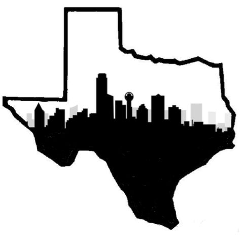 Texas outline with Dallas skyline Dallas Texas Tattoo Ideas, Texas Patchwork Tattoos, Dallas Texas Skyline Tattoo, Dallas Tx Tattoo Ideas, Texas Outline Tattoo Ideas, Dallas Skyline Outline, Dallas Texas Tattoo For Men, Dallas Skyline Drawing, Texas Logo Design