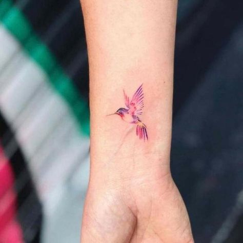 Tattoo Hummingbird, Small Hummingbird Tattoo, Watercolor Bird Tattoo, Cute Animal Tattoos, Tattoo Placements, Small Watercolor, Disney Tattoo, Tatuaje A Color, Hummingbird Tattoo