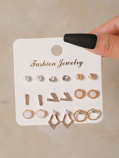 Multicolor  Collar     Embellished   Women's Fashion Jewelry Iron Woman, Earring Sets, Breast Tape Lift, Pearl Decor, Lingerie Accessories, Stud Earrings For Women, Watches Women Fashion, Stud Earrings Set, Pearl Stud Earrings