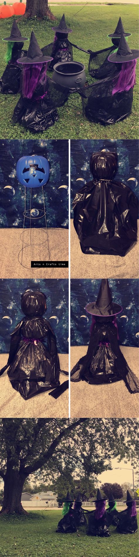 Witches Circle Halloween yard decoration. 💜🧡💜🧡💜🧡 #Halloween #halloweencrafts #halloweenyarddecorations #halloweenwitch #witch #witches #halloweenwitchescircle Witches Yard Decorations Diy, Witch Circle Halloween Decoration, Witch Decor Halloween Inside, Diy Witch Circle Decoration, Halloween Outdoor Witches, Circle Of Witches Halloween Decor, Halloween Yard Decorations Witches, Diy Witchy Decor Halloween Outdoor, Witch Circle Decoration