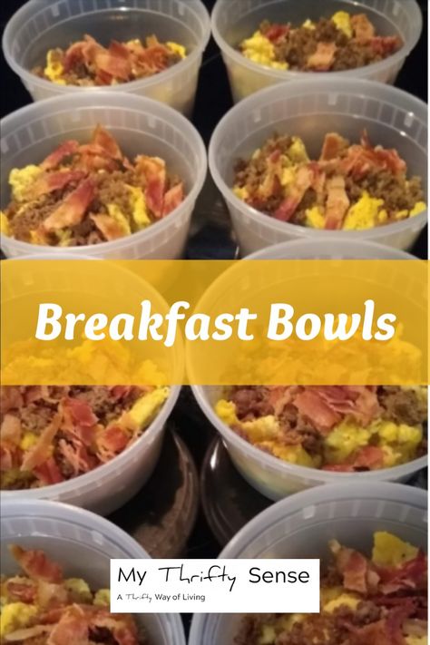 Breakfast Bowls Freezer, Easy On The Go Breakfast, Breakfast Bowl Egg, Freezer Breakfast Meals, Bacon Egg Cheese, On The Go Breakfast, Bacon Eggs Breakfast, Diy Breakfast, Frozen Breakfast